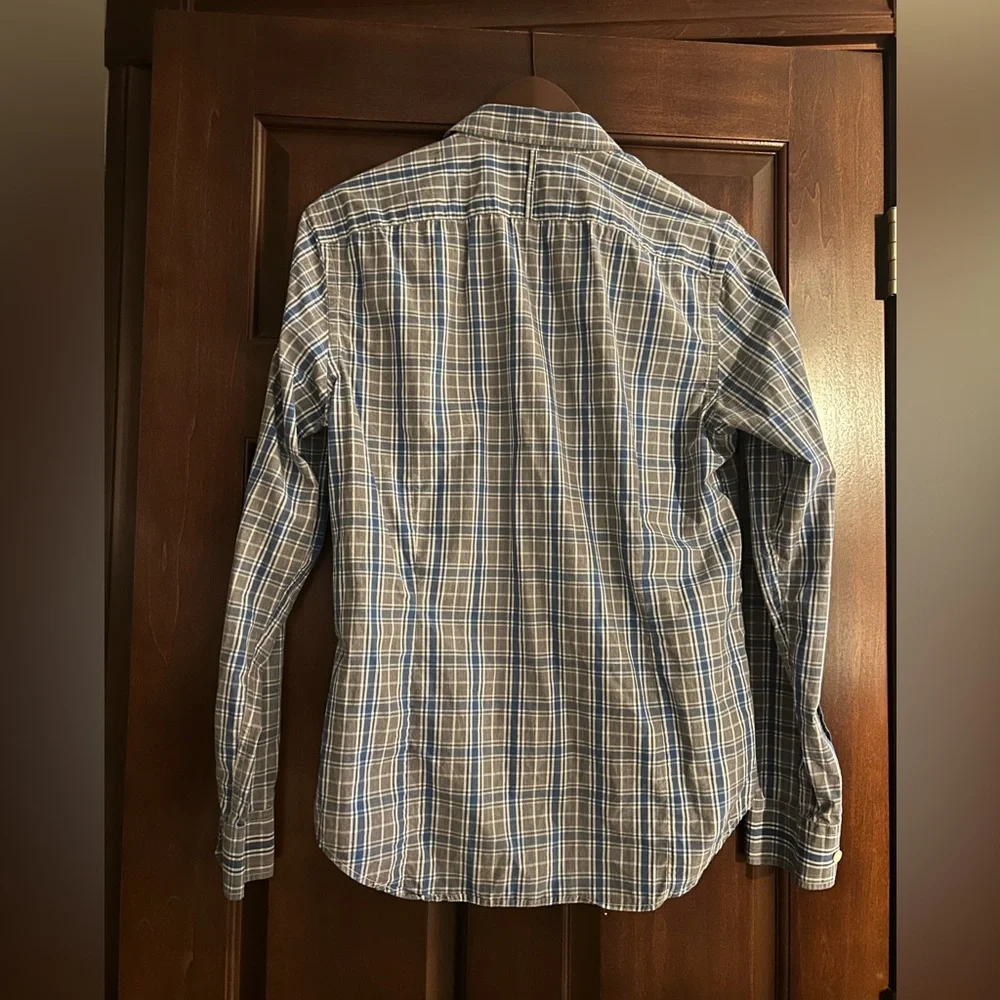 Banana Republic Soft Wash Tailored Slim Fit Blue Plaid Button Down Shirt Men’s M